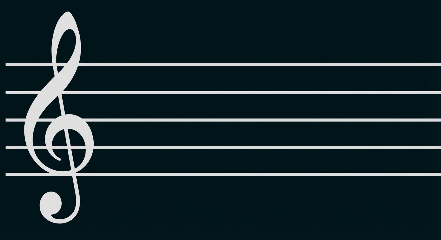 Violinschlüssel vor leerem Notensystem mit fünf Linien